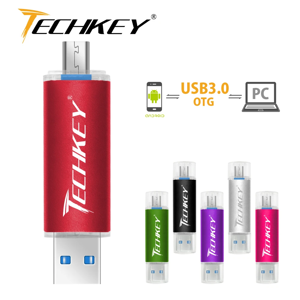new TECHKEY OTG usb 3.0 32gb usb flash drive 3.0 64gb pen drive 16gb memoria cel usb stick pendrive gift for samsung mobile