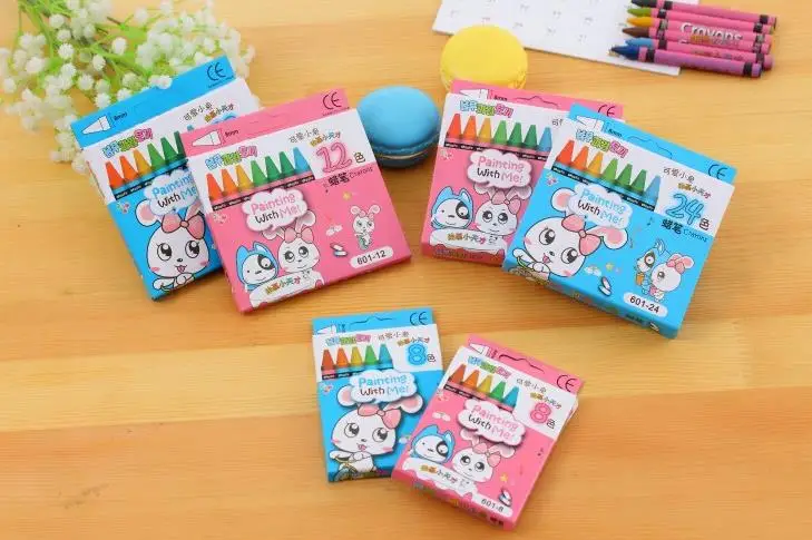 1 упаковка Kawaii Носки с креативным мультяшным Животные 8/12/24 Цвета нетоксичный карандаш масляная живопись для детей школьного возраста, пастельные карандаши для рисования