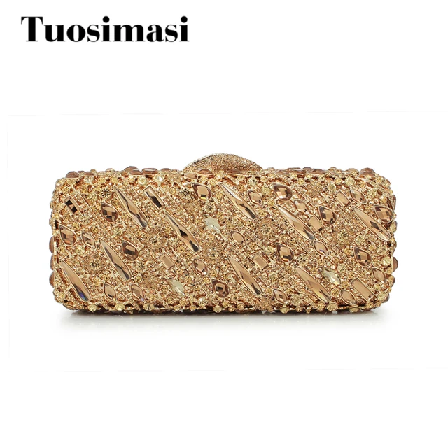 Gold Diamond Crystal Clutch Evening Bag Las Stone Purse Gold Diamond Crystal Clutch Evening Bag Las Stone Purse 8598a G
