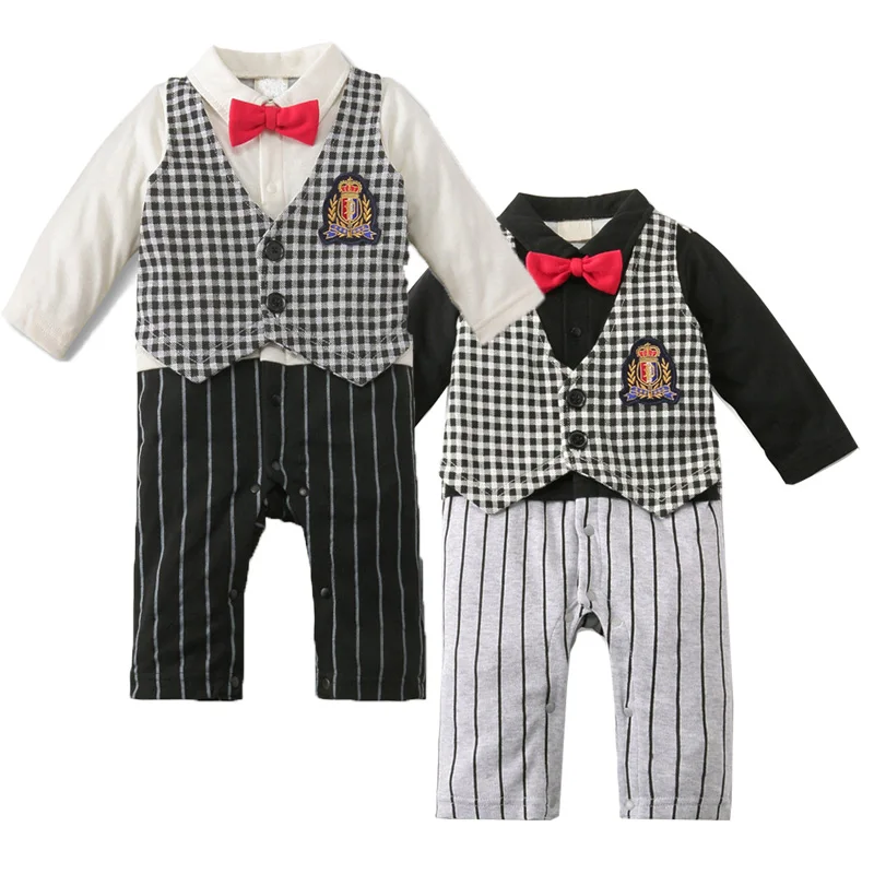 KAVKAS Cotton Baby Boy Clothes Gentleman Baby Rompers Spring Newborn