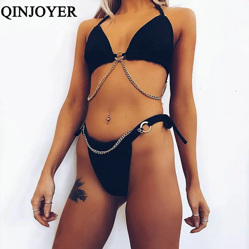 

QINJOYER Sexy Micro Bikini Black Swimsuit Push Up Women Swimwear 2019 Brazilian Bikini Set Tanga Mini Swim Bathing Suit Women
