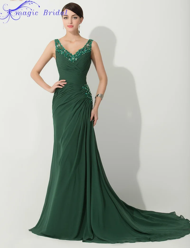 Elegant V Neck Beaded Chiffon Mother Of The Bride Dresses Brand New With Tags Never Been Worn Gorgeous Dark Emerald Green Full Length Formal Dress Plus Size Beaded Keyhole Perfect For Mother