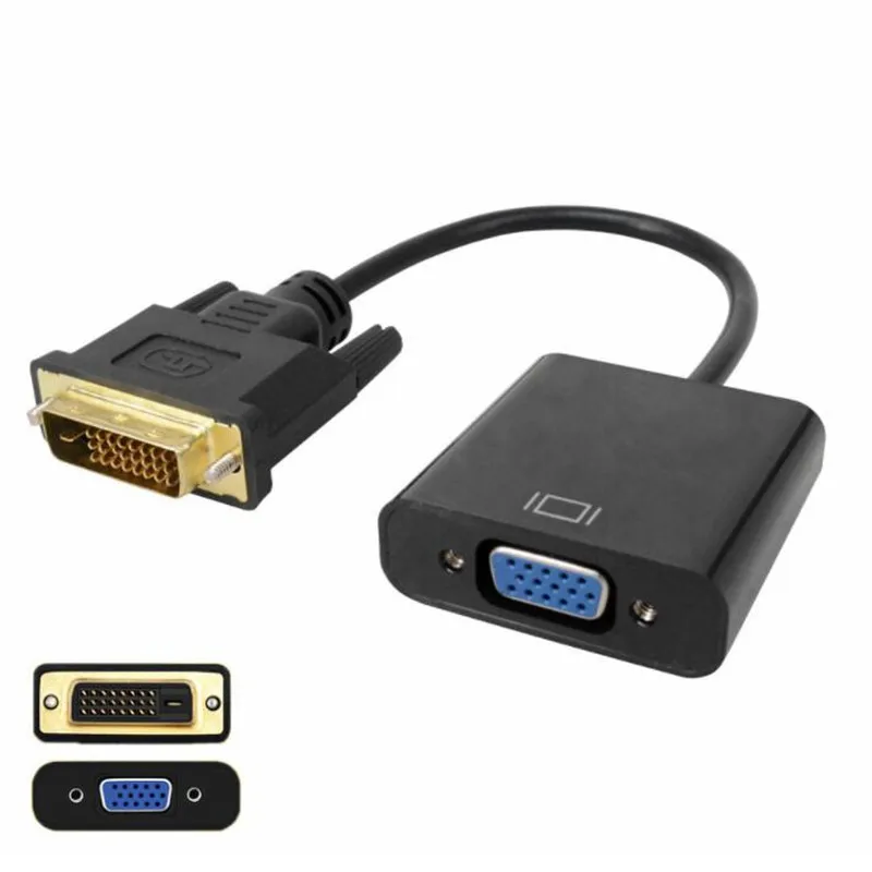 С DVI на VGA Кабель-адаптер 1080 P DVI-D на VGA кабель 24 + 1 25Pin DVI штекер на 15 Pin VGA Женский видео конвертер для ПК дисплей 100 шт