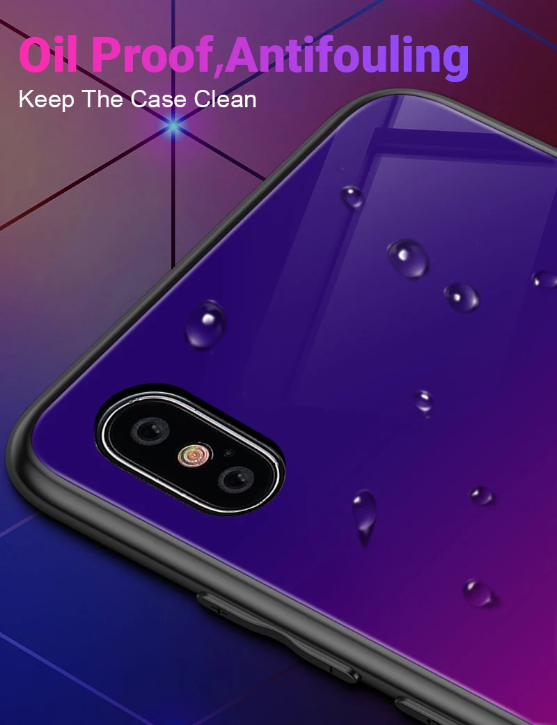 Hisomone Gradient Color Phone Case For iPhone 6 6S 7 8 Plus X Xs Max Xr Glass Silicone Back Case For iPhone 7 6 S Cover Conque