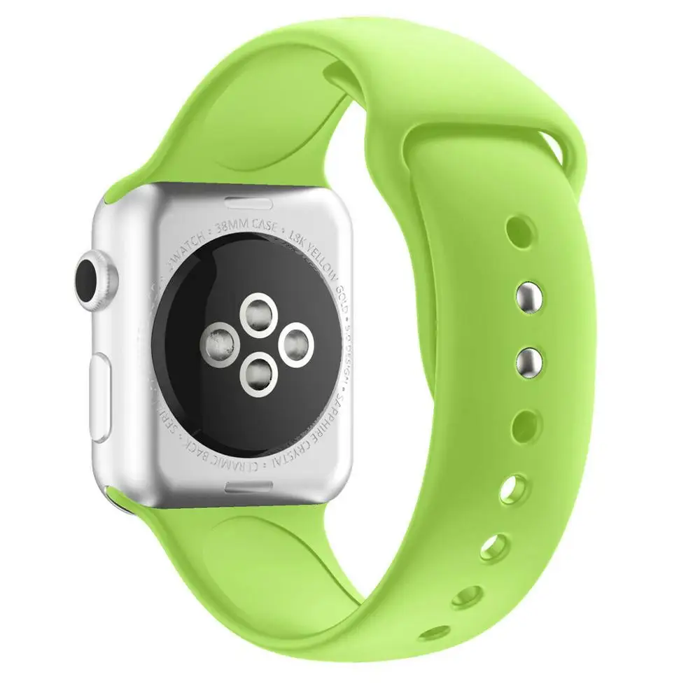 Подходит для Apple Watch Series 4/3/2/1 Smartwatch спортивный силиконовый ремешок Красочные Водонепроницаемый мягкий резиновый ремешок сменный Браслет - Цвет: Green