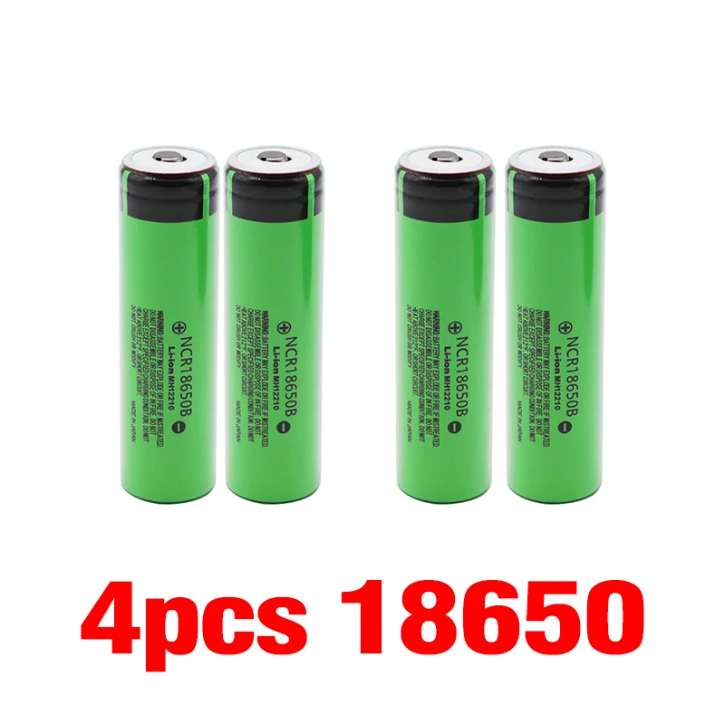 18650 3,7 v 3400 mah литиевая аккумуляторная батарея NCR18650B с заостренным для Panasonic светодиодный светильник батарея - Цвет: 4pcs