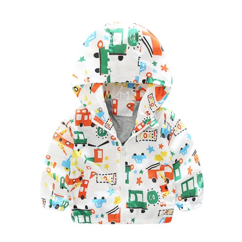 CROAL chery/хлопковая куртка для детей; ветровка для мальчиков с рисунком динозавра; коллекция года; сезон осень; Детское пальто для девочек; детская одежда; Рост 80-130 см - Цвет: white car