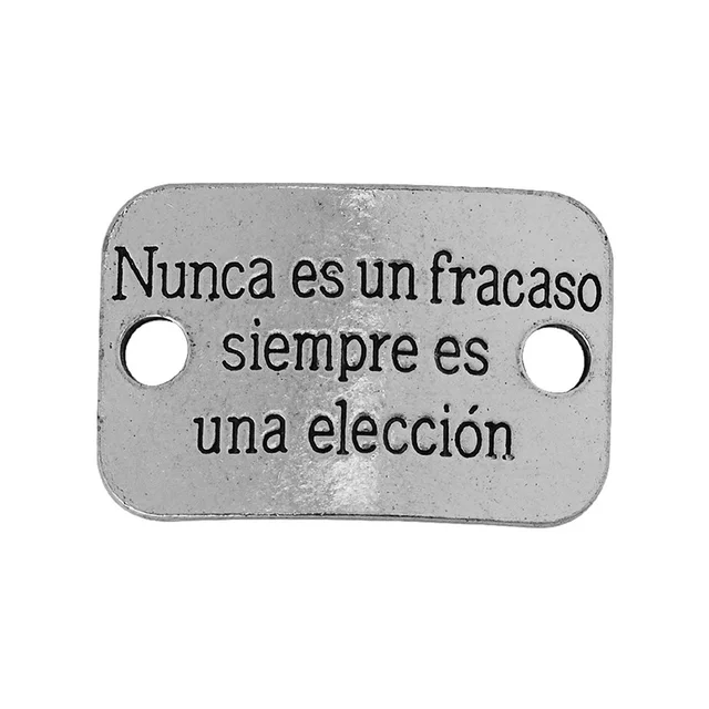 20pcs Spanish Connector Bracelet Tag Espanol 20pcs Spanish Connector Bracelet Tag Espanol Tibetan Silver Curved