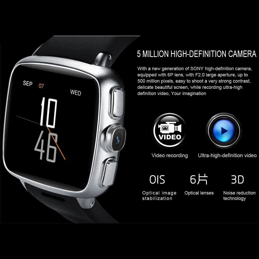 Z01 Смарт часы Android 5 1 metel 3G WIFI GPS smartwatch телефон 5MP камера трекер сердечного ритма