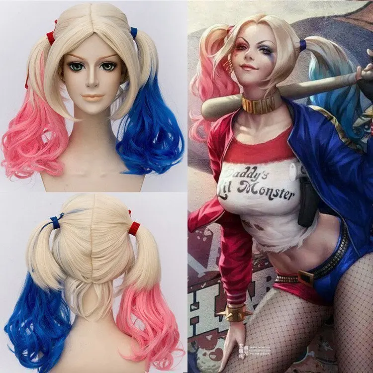 Cosplay&ware Batman Squad Harleen Quinzel Harley Quinn Cosplay Wig -Outlet Maid Outfit Store