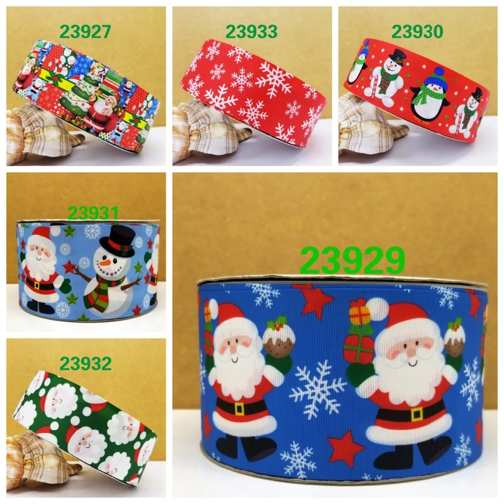 

Free shipping 50 yard per size christmas ribbon printed grosgrain ribbon 23933