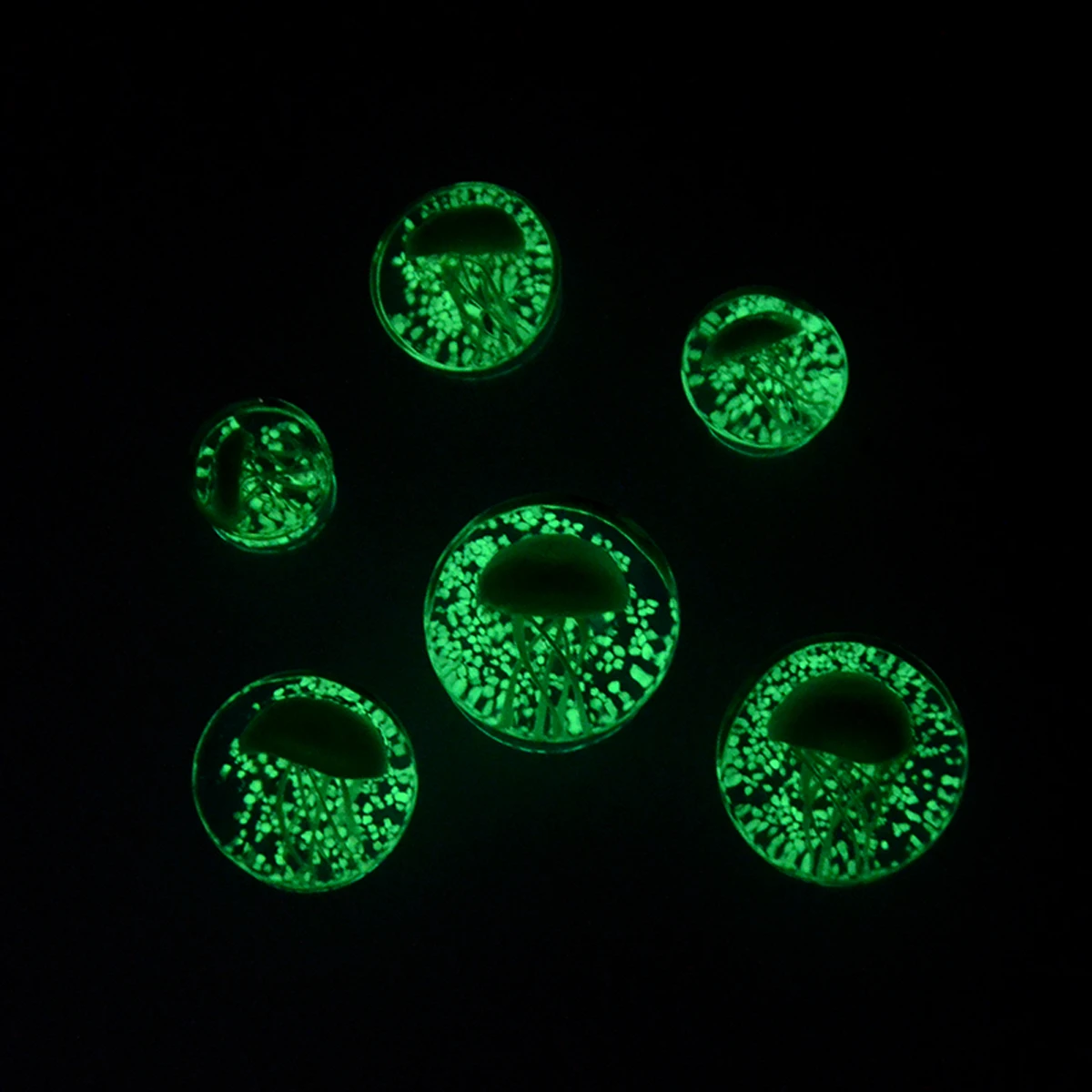 2pcs 8-16mm Green Jellyfish Grass Ear Plug Ocean Double Flared Translucent Bright Ear Gauge Expander Ear Piercing Body Jewelry