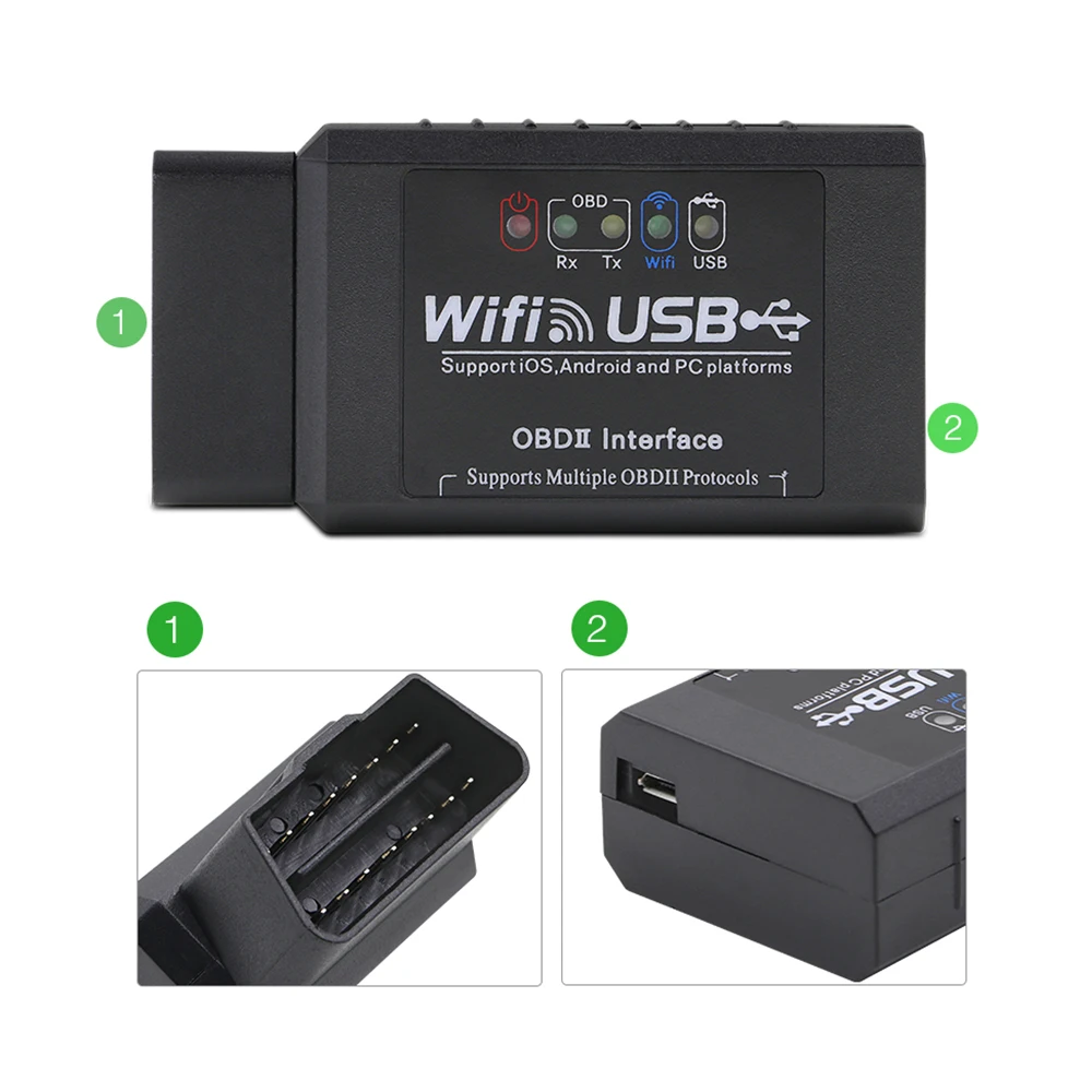 ELM327 Wifi USB сканер реальный V2.1 FTDI RS232+ PIC18F25K80 OBDII Автомобильный диагностический сканер Android/IOS/PC OBD2 все протоколы