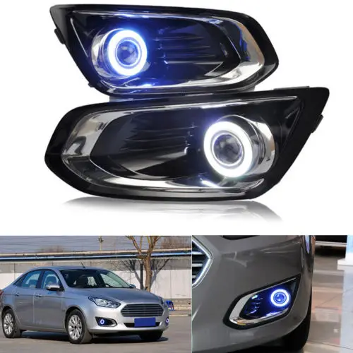 

1Set Front Bumper Angel Eye+Fog/Driving Light Cover for Ford Escort 2013-2016