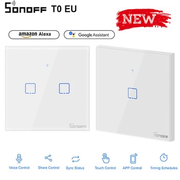 

Itead Sonoff T0 EU 86 Size 1/2/3 gang TX Wall Switches Remote Controlled Wifi Switch With Border Works With Alexa Google Home