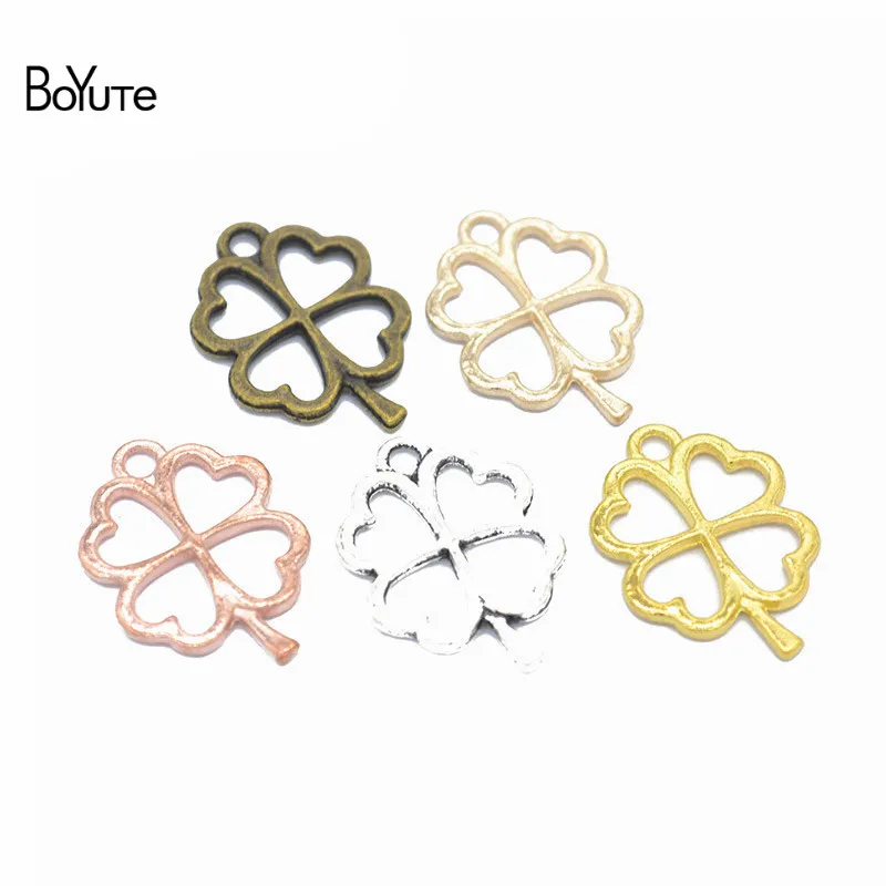 BoYuTe (100 PiecesLot) 2417MM 6 Colors Zinc Alloy Clover Lucky Flower Charms Pendants Diy Jewelry Findings Accessories (1)