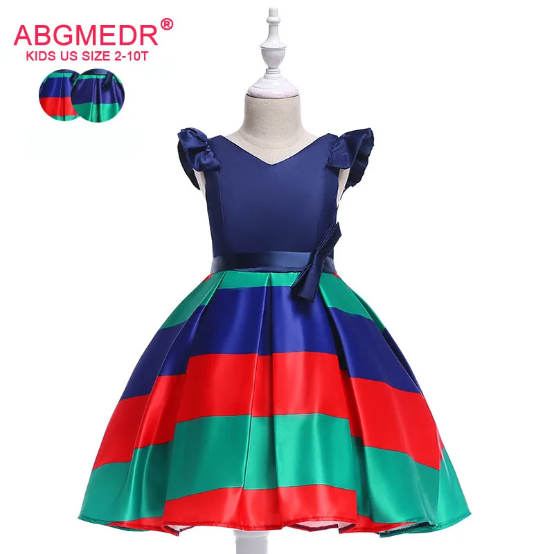 

ABGMEDR Brand New Fashion Girls Striped Clothes Spring 2018 Summer Dresses Kids Clothing Children Party Dress Beauty Girl Dress