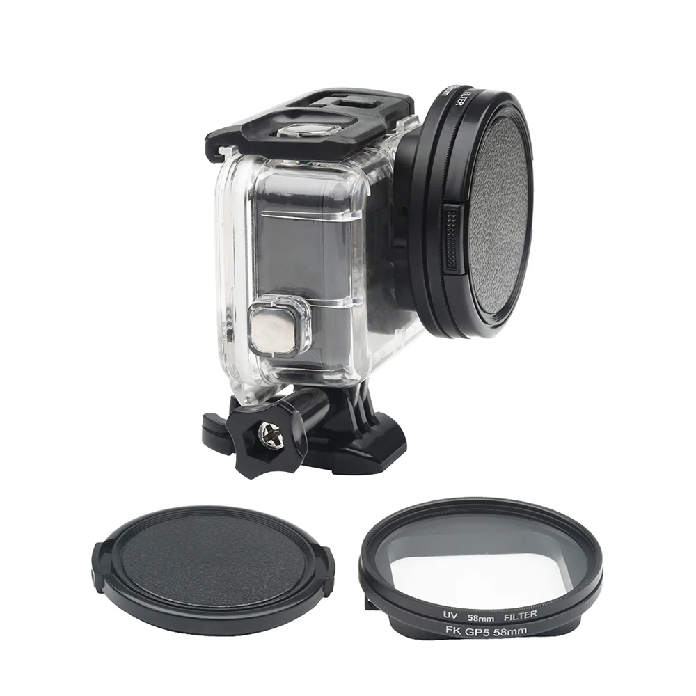 

58mm UV filter for GoPro Hero 7 6 5 Black Waterproof Case with Lens Cover Adapter Mount for Go Pro Hero 7 6 5 Accessory