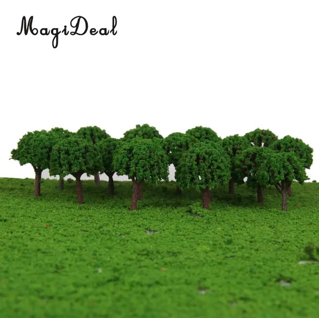 MagiDeal 50Pcs Plastic 3cm Scenery Landscape Train Model Trees Light Green for Street House Park Garden Layout Classroom Decor