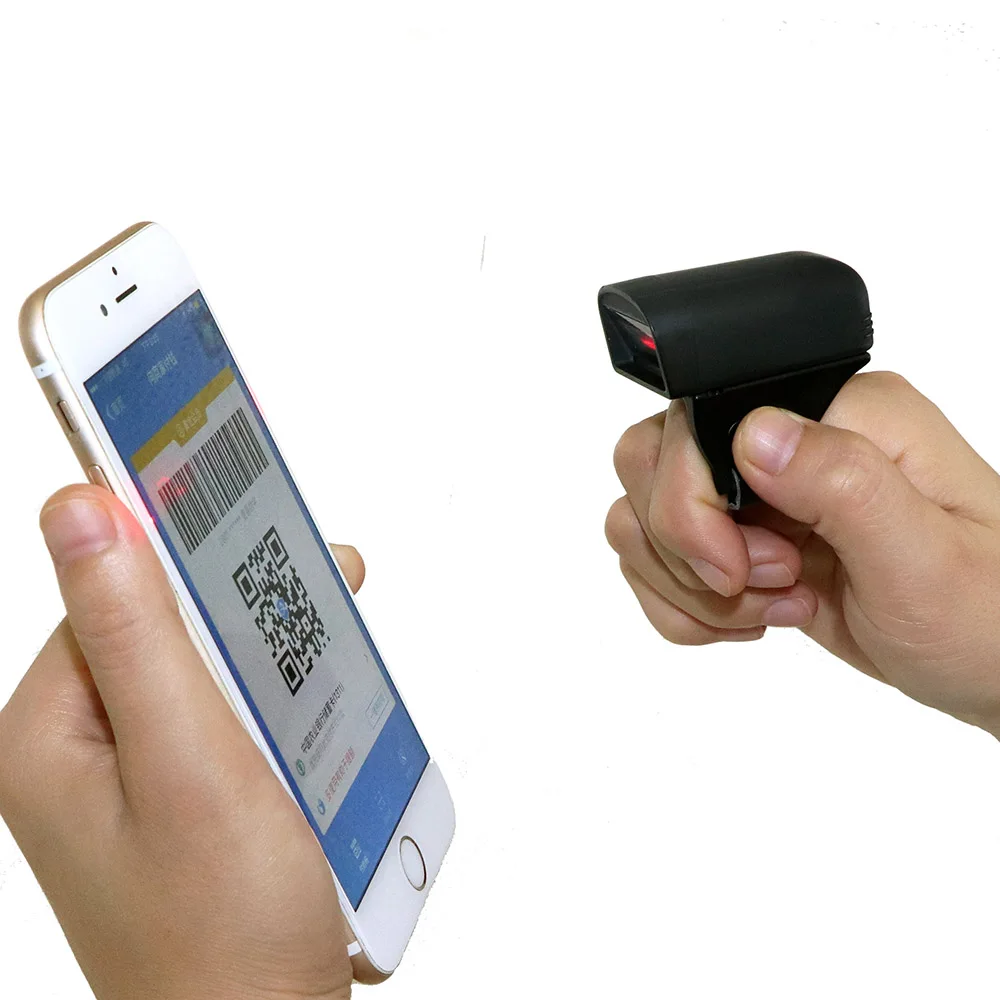 Сканер штрих кода 1D 2D с кольцом на палец для Android и iOS / Bluetooth сканер коммерческой