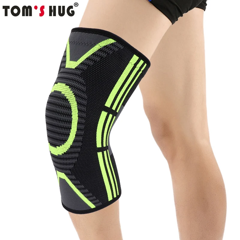 Спортивный фиксатор для колена Tom's Hug 1 шт. защитный наколенник с зеленым