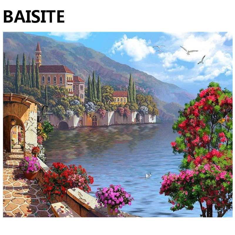 

BAISITE DIY Acrylic Painting By Numbers Hand Painted Canvas Modern Wall Picture For Living Room Home Decor Wall Art