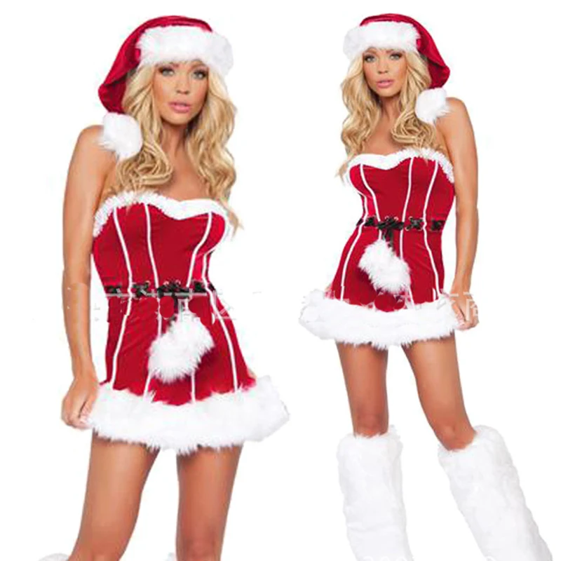 Хэллоуин красное рождественское сексуальное платье униформа искушение Новая Рождественская ночь Карнавал косплей ролевые игры