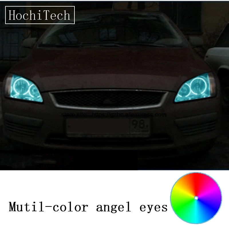 

HochiTech for Ford Focus II Mk2 2004-2008 car styling RGB LED Demon Angel Eyes Kit Halo Ring Day Light DRL with a remote control