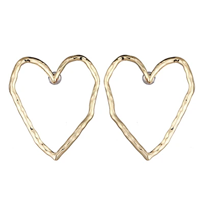 Yhpup S925 модные классические очаровательные геометрические серьги-гвоздики в форме сердца, полые корейские серьги из золотого цинкового сплава для женщин, вечерние ювелирные изделия - Окраска металла: Золотой цвет