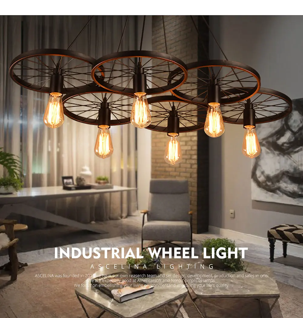 Американский винтажный подвесной светильник на колесиках, подвесной светильник, креативный промышленный светильник s, лампа Эдисона для гостиной