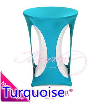 

Turquoise Spandex High Bar Table Decoration Cover Lycra Table Top Cover For Wedding Banquet And Party Cocktail Table Decoration