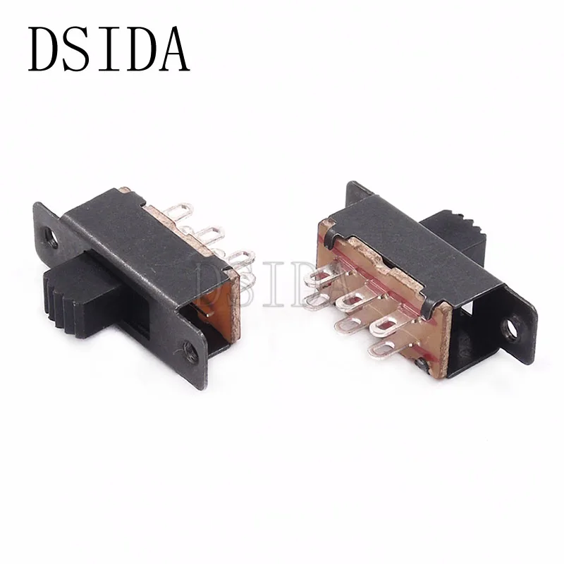 

10PCS Toggle Switch 2 Position 6 Pins With Fixed Hole Handle High 5mm DPDT 2P2T Panel Mount Slide Switch 125VAC SS22F25G5