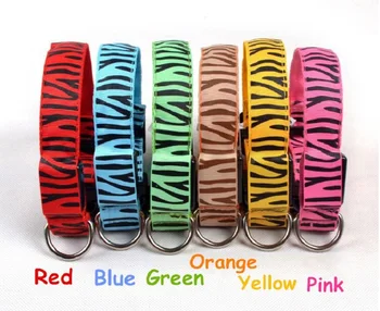 

FC06 New LED Nylon Pet Dog Collar Light-emitting zebra pattern Night safety Puppy cat dog collars supplies