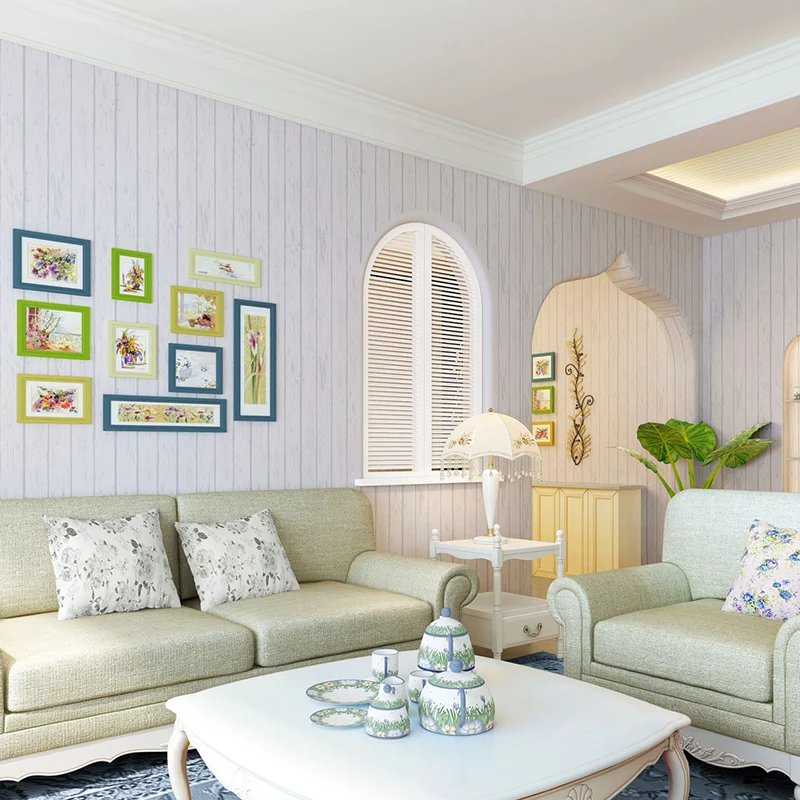 Blue wood Mediterranean vertical stripes wallpaper for walls 3d papier peint 3d wall murals wall paper papel de parede para sala