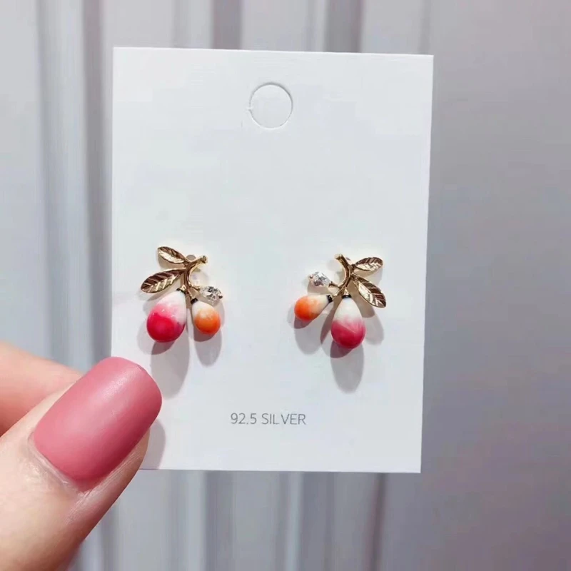 MENGJIQIAO новые милые цветочные серьги-гвоздики в форме фруктов для женщин Металлические Нежные милые Букле д 'ореиль Девушки Ювелирные изделия Подарки