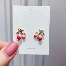 MENGJIQIAO новые милые цветочные серьги-гвоздики в форме фруктов для женщин Металлические Нежные милые Букле д 'ореиль Девушки Ювелирные изделия Подарки