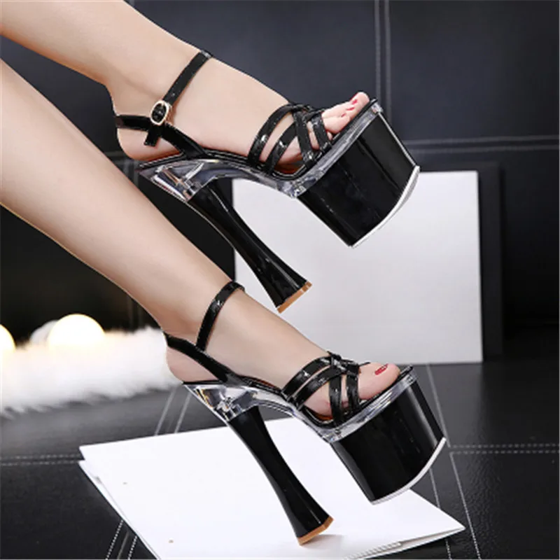 Sexy new club princess stage heels, 18 cm square heel, thick waterproof platform women's pole dancing shoes
