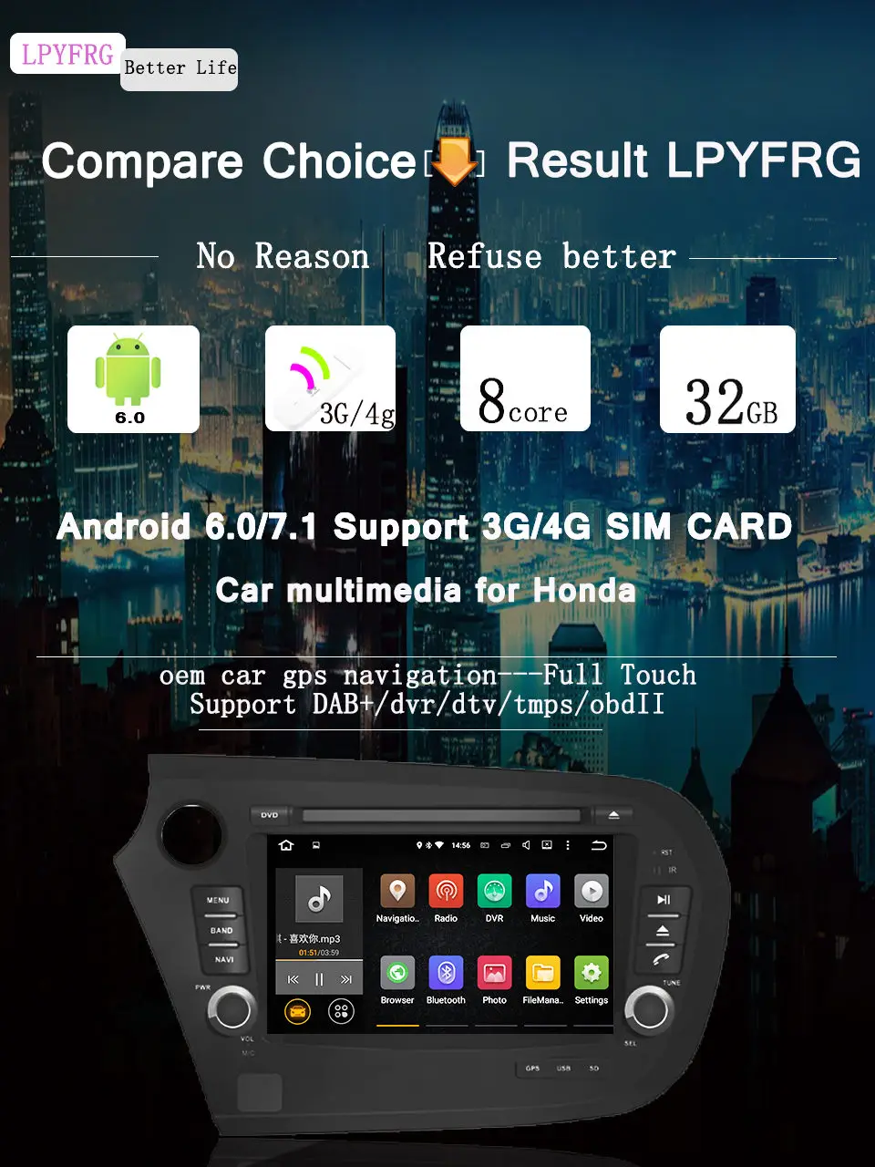 Best RAM 2GB ROM 32G Quad Core Android 7.1 Fit Honda Insight 2010-17 Car DVD Player With Navigation GPS Stereo Radio Audio System 2 Best RAM 2GB ROM 32G Quad Core Android 7.1 Fit Honda Insight 2010-17 Car DVD Player With Navigation GPS Stereo Radio Audio System 2