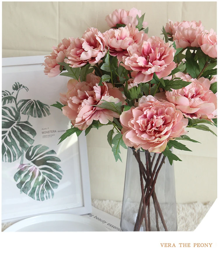 5 шт. пион розы поддельные цветы на стену в китайском стиле DIY Свадебные вечерние украшения для дома, офиса, отеля, стола искусственные пионы