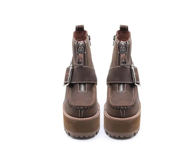 Décoré Avant forme Talons Bottines Hauts Boucles Sestito Filles As Plate Femmes Grand Pictures Chaussures Rond Carré Bout Dames Décontractées Haute Zip qqPxtCn