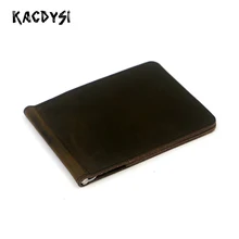 Второй слой из натуральной кожи кошельки унисекс из воловьей кожи зажим для денег винтажные мужские зажим для денег ретро женский кошелек держатель карман для денег