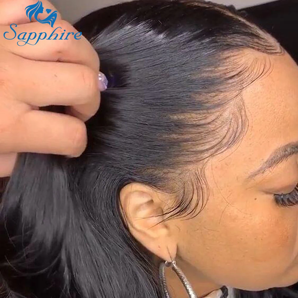 

Sapphire 13x4 Lace Front Human Hair Wigs Pre Plucked With Baby Hair Straight Human Hair Lace Wigs Brazilian Hair Lace Front Wigs
