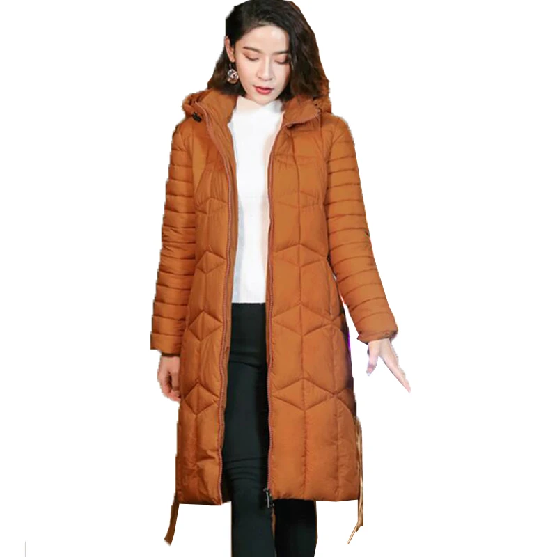 Зимняя куртка, Женская парка, пальто, плюс размер, 3XL, модный пуховик, хлопковая куртка, Длинная толстовка с капюшоном, толстая длинная куртка, женская одежда