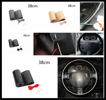 

Car steering wheel cover quality leather hand sewing 38 cm for VW Volkswagen Golf 7 5 6 Passat B5 B6 B7 Polo CC Tiguan