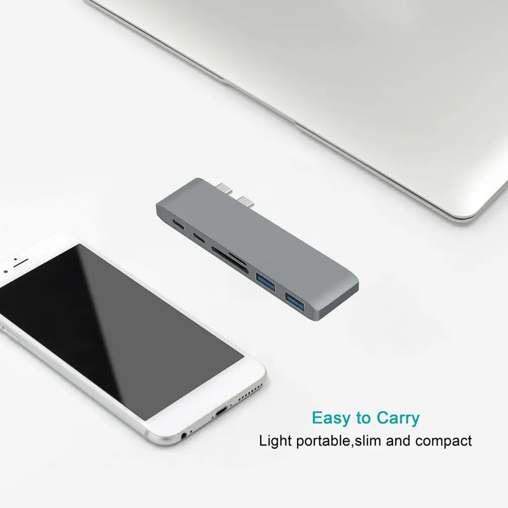Usb-концентратор type-c USB Hub концентратор+ устройство для чтения карт памяти+ зарядка PD 4K HD 6-в-1 конвертер мультимедийного Интерфейс удлинитель адаптер