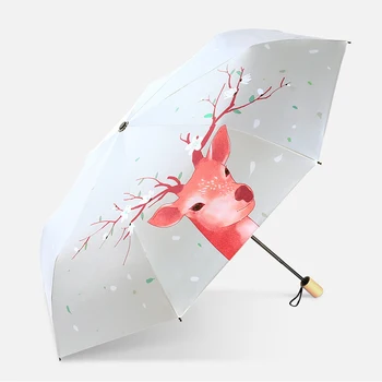 

Umbrella rain women European Countries Oil Painting 3 Folding Woman Anti-uv Sun/Rain not Automatic Ladies Umbrella Gift XYTQ-3