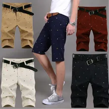 Принтом Большие размеры повседневные шорты мужские свободные прямые длиной до колен брюки капри хлопок Шорты четыре цвета