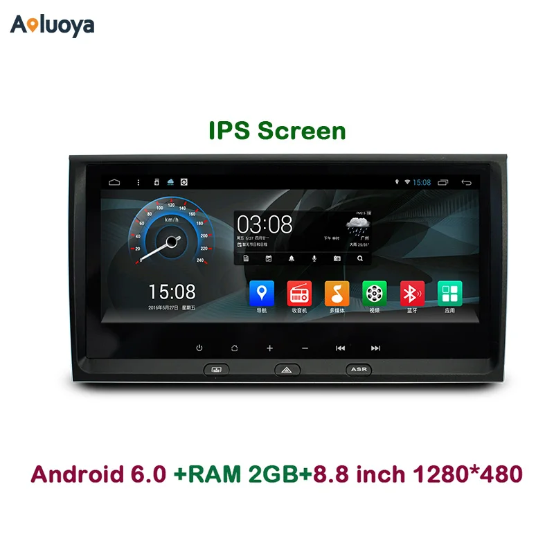 Aoluoya 8.8&quotIPS 2GB RAM Android 6.0 Car DVD Radio GPS Navigation For AUDI A6 2000-2006 Audio video multimedia mirror link WIFI |
