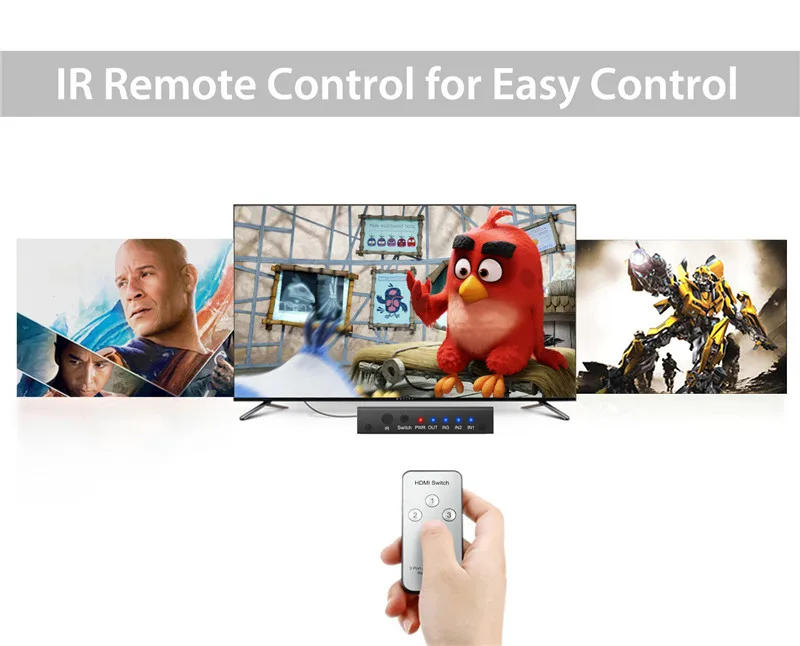 Esynic 3 Порты и разъёмы HDMI, переключатель HDMI концентратор 3 в 1 с ИК-пульт дистанционного управления Поддержка 4 K 3D HDMI переключатель для Blu-Ray DVD PS3 проектор для ноутбука