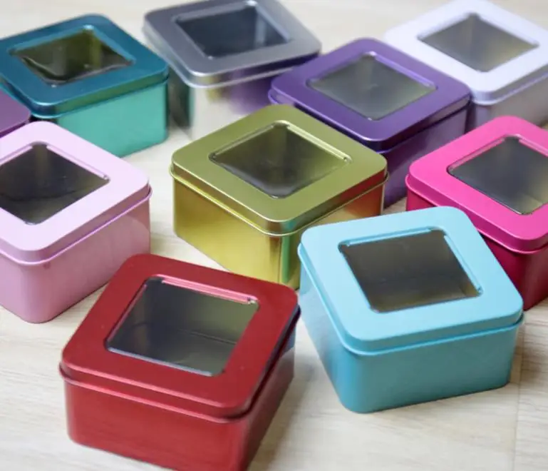 Wholesale 100 Pieces Tin Box Metal Box Holder Rectangle Colorful Wedding Candy Sweet Cans Tea
